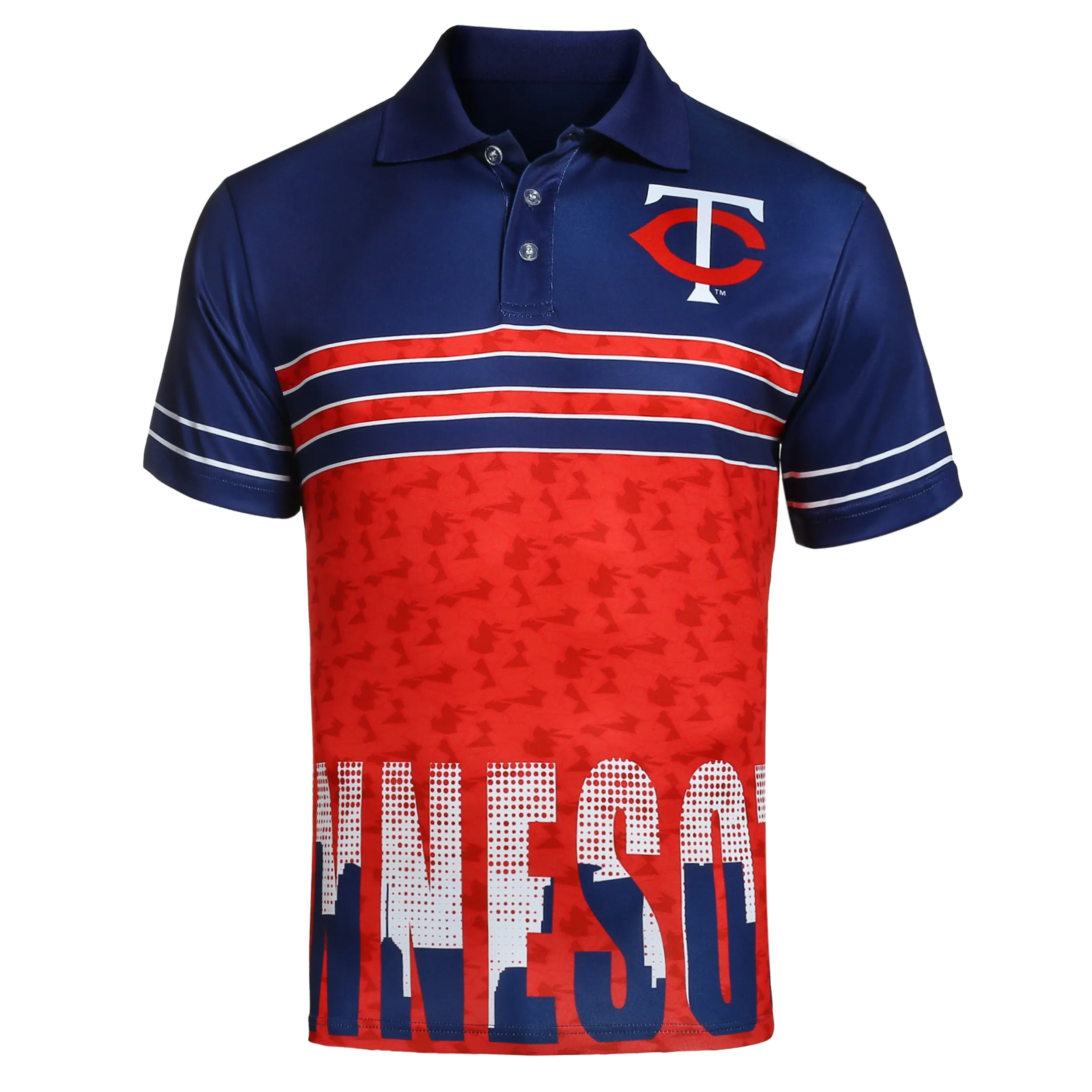 FOCO MLB Men's Minnesota Twins Raglan Skyline Polo