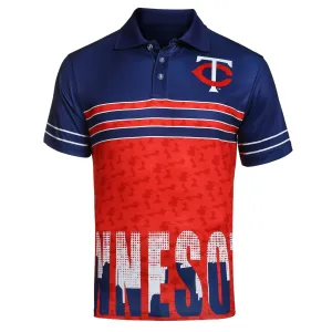 FOCO MLB Men's Minnesota Twins Raglan Skyline Polo