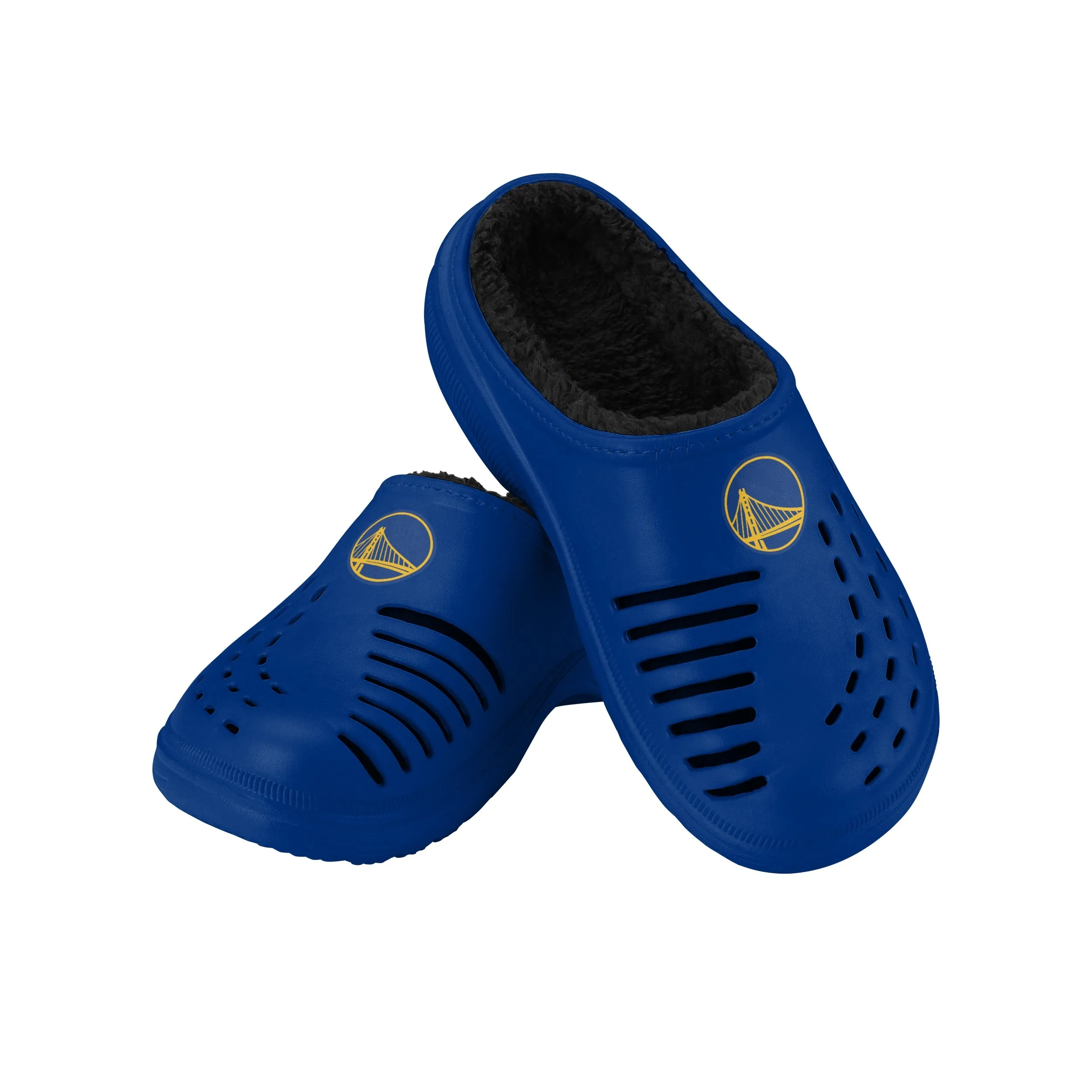 FOCO NBA Men's Golden State Warriors Sherpa Lined Big Logo Clogs
