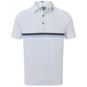 FootJoy Double Chestband Pique Polo Shirt - White/Navy