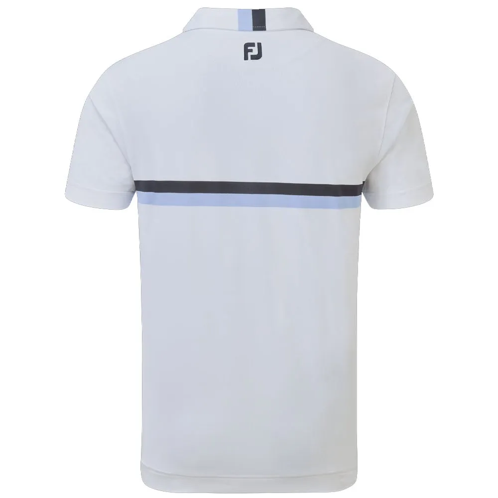 FootJoy Double Chestband Pique Polo Shirt - White/Navy