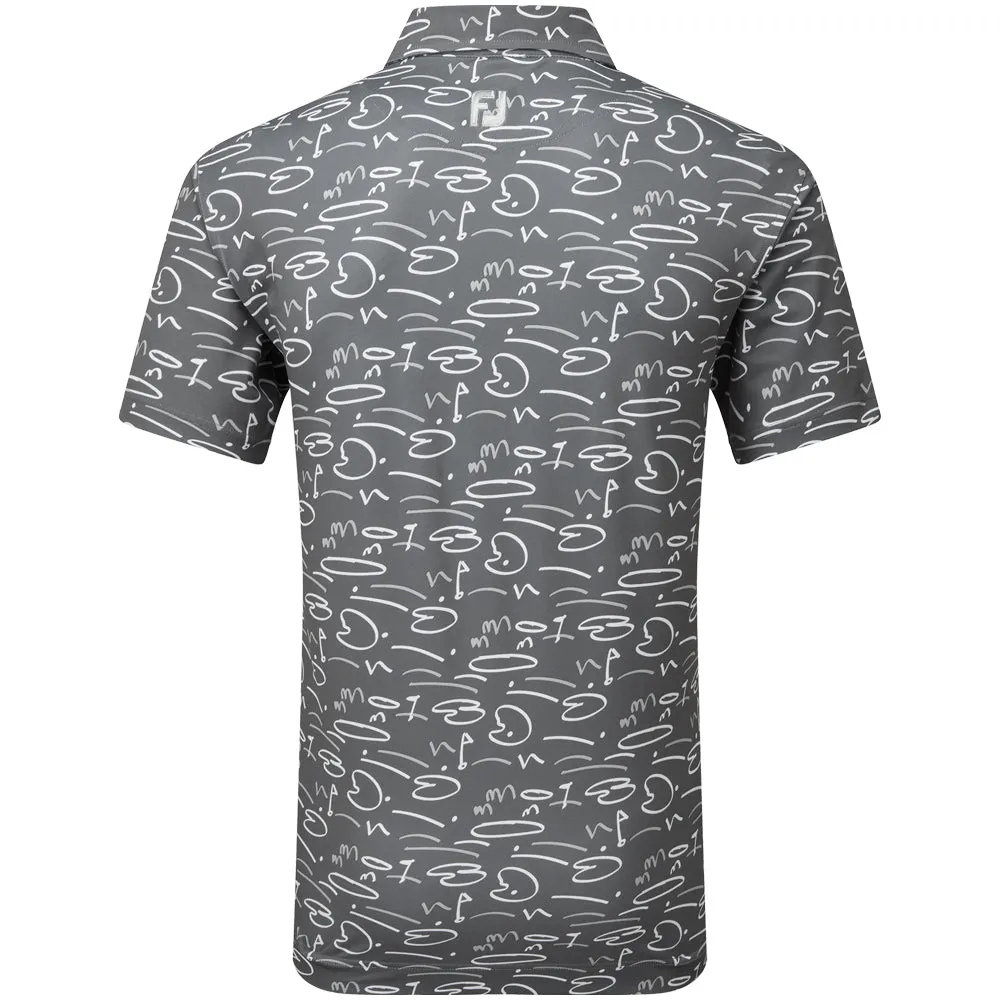 FootJoy Golf Course Doodle Print Polo Shirt - Gravel