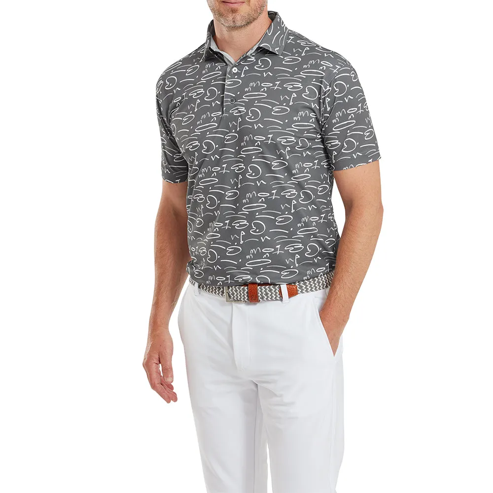 FootJoy Golf Course Doodle Print Polo Shirt - Gravel