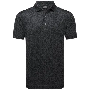 FootJoy Painted Floral Lisle Polo Shirt - Black
