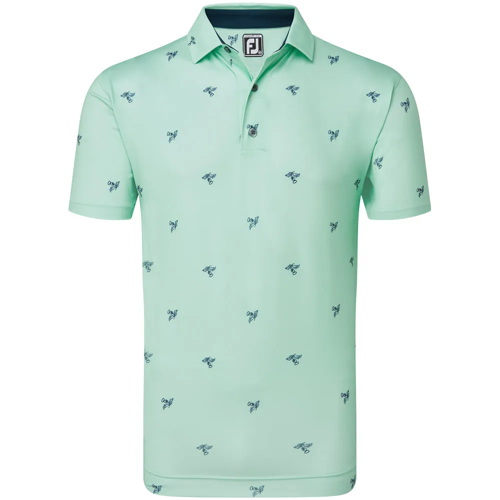 FootJoy Thistle Print Lisle Polo Shirt - Sea Glass