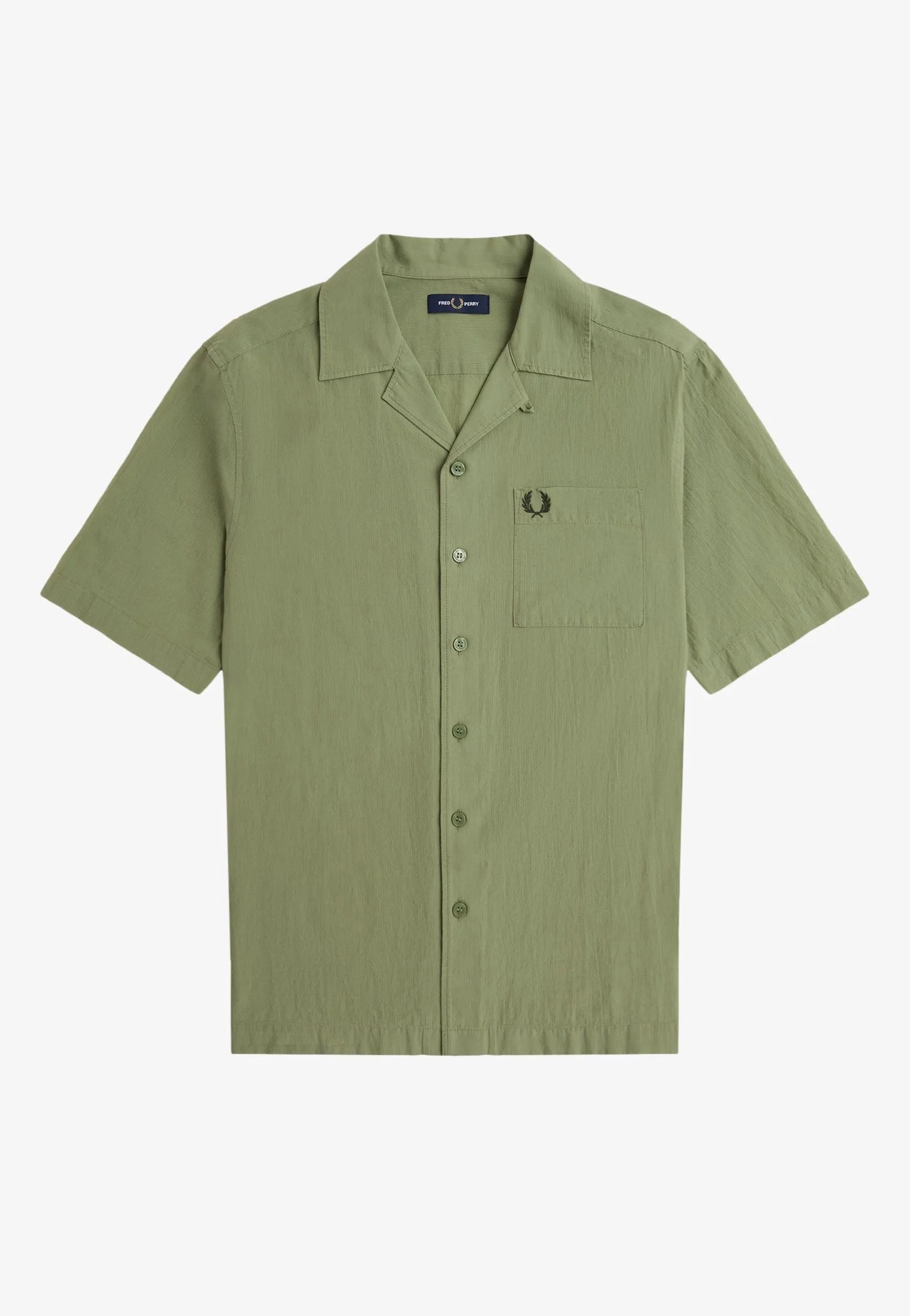 Fred Perry - Lightweight Texture Revere Collar Olive Mint - Shirt