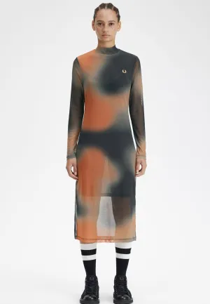 Fred Perry - Printed Mesh Mock Neck Night Green - Dress