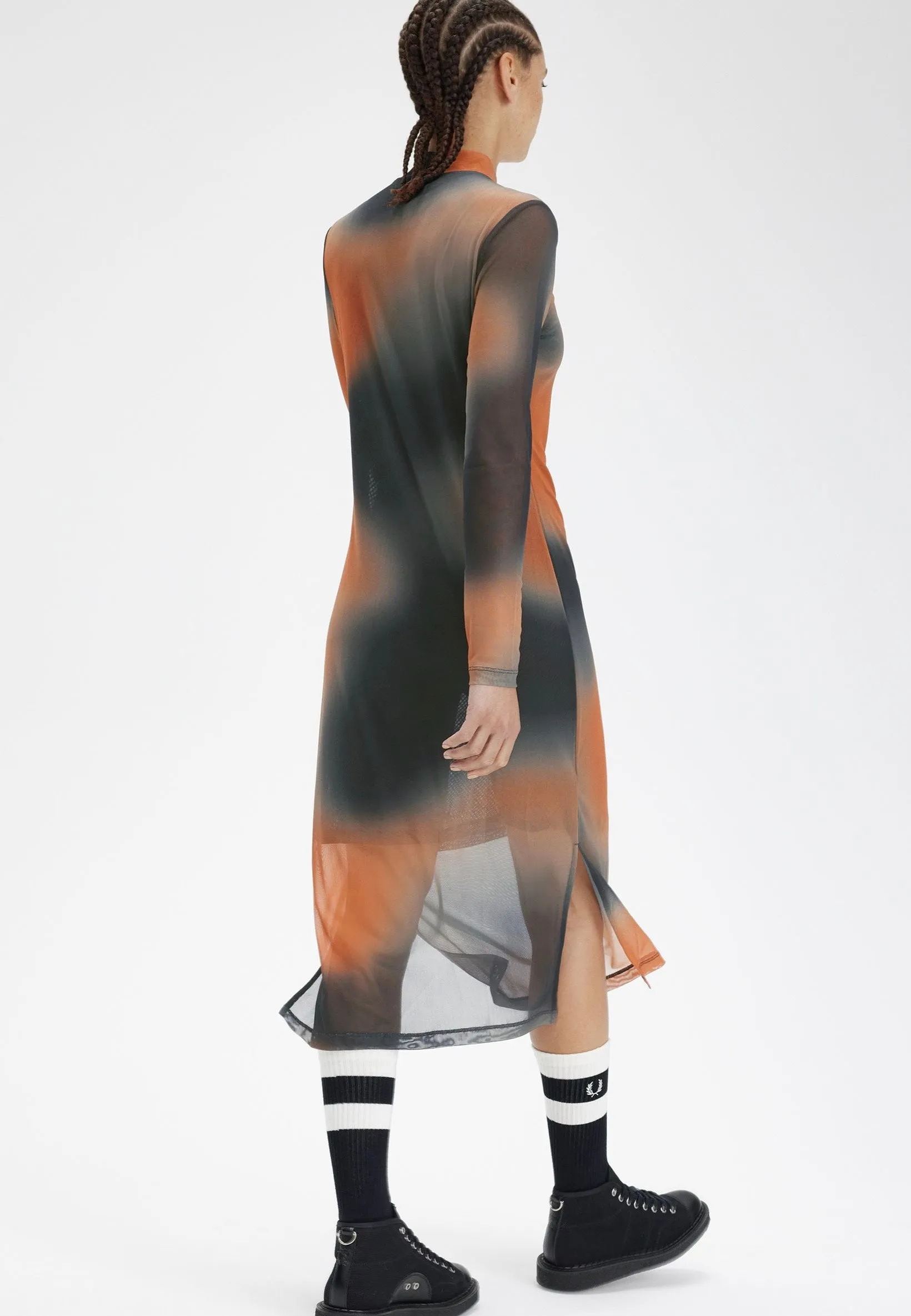 Fred Perry - Printed Mesh Mock Neck Night Green - Dress