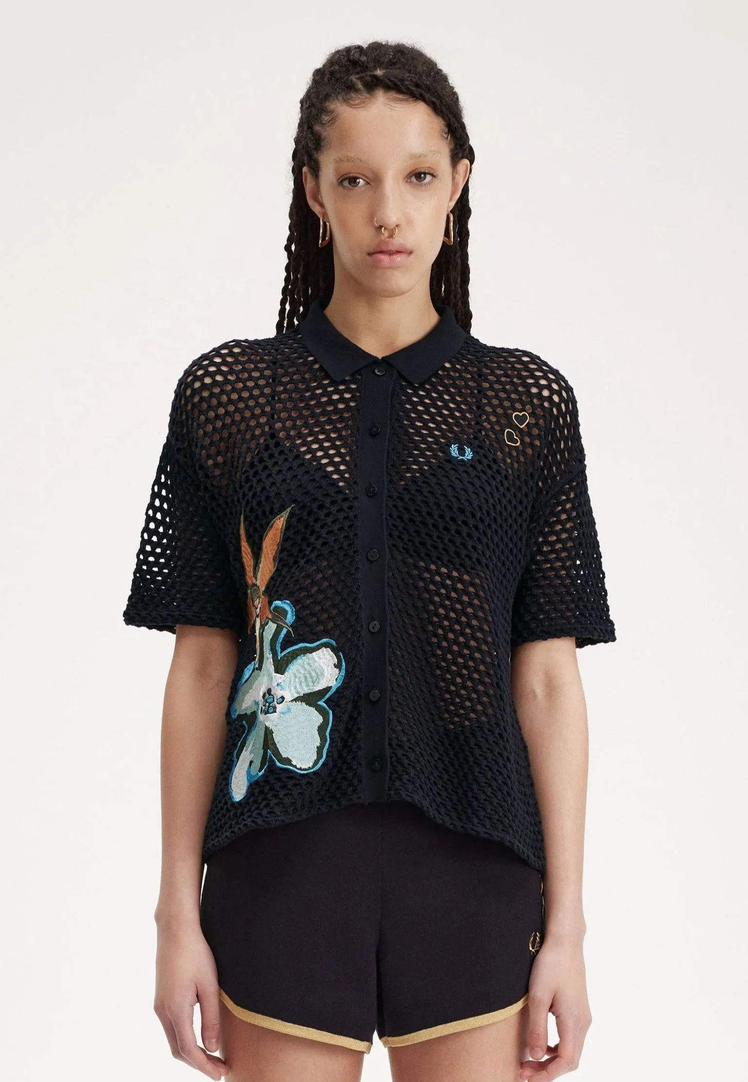 Fred Perry x Amy Winehouse - Embroidered Open Knit Black - Shirt