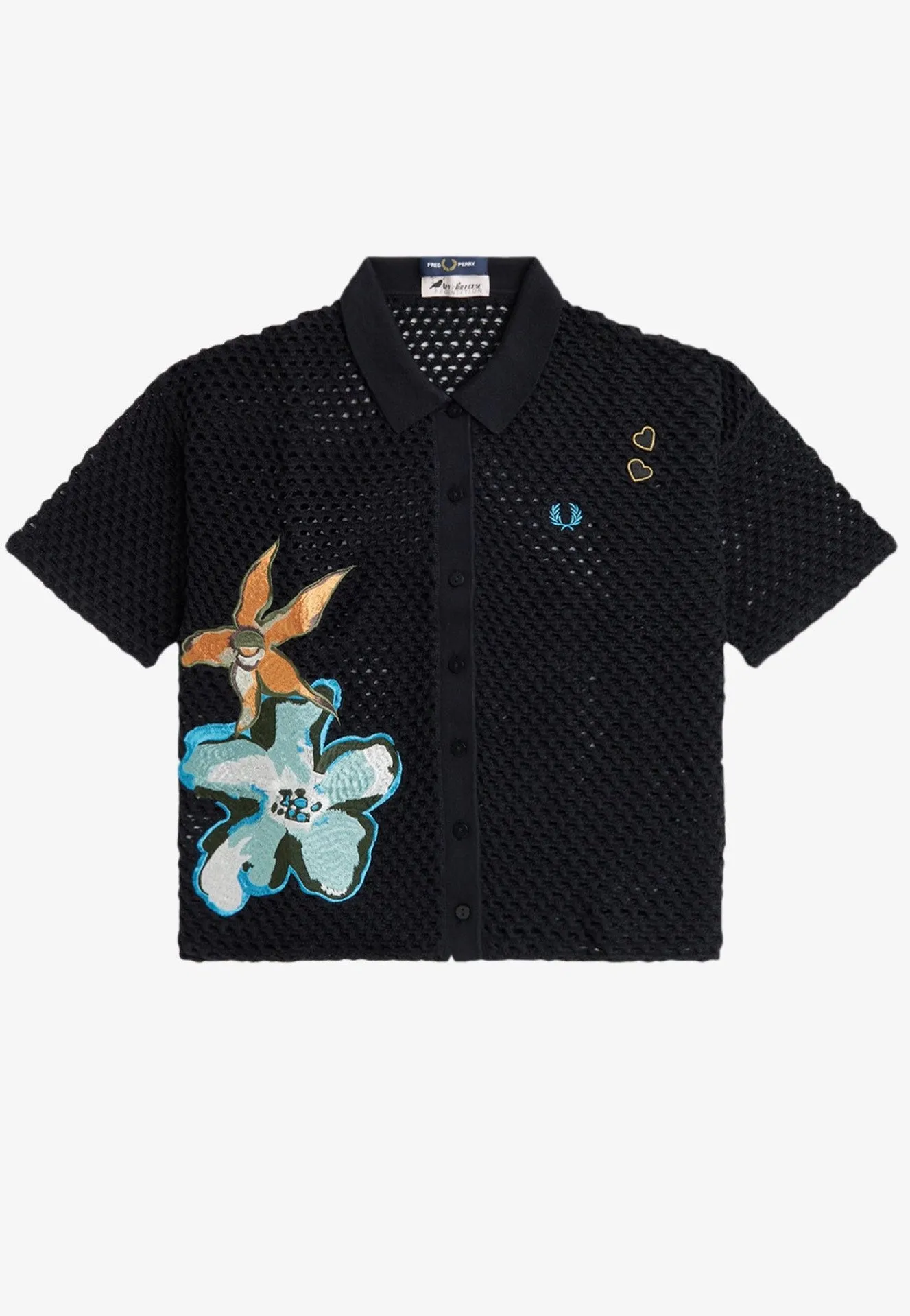 Fred Perry x Amy Winehouse - Embroidered Open Knit Black - Shirt