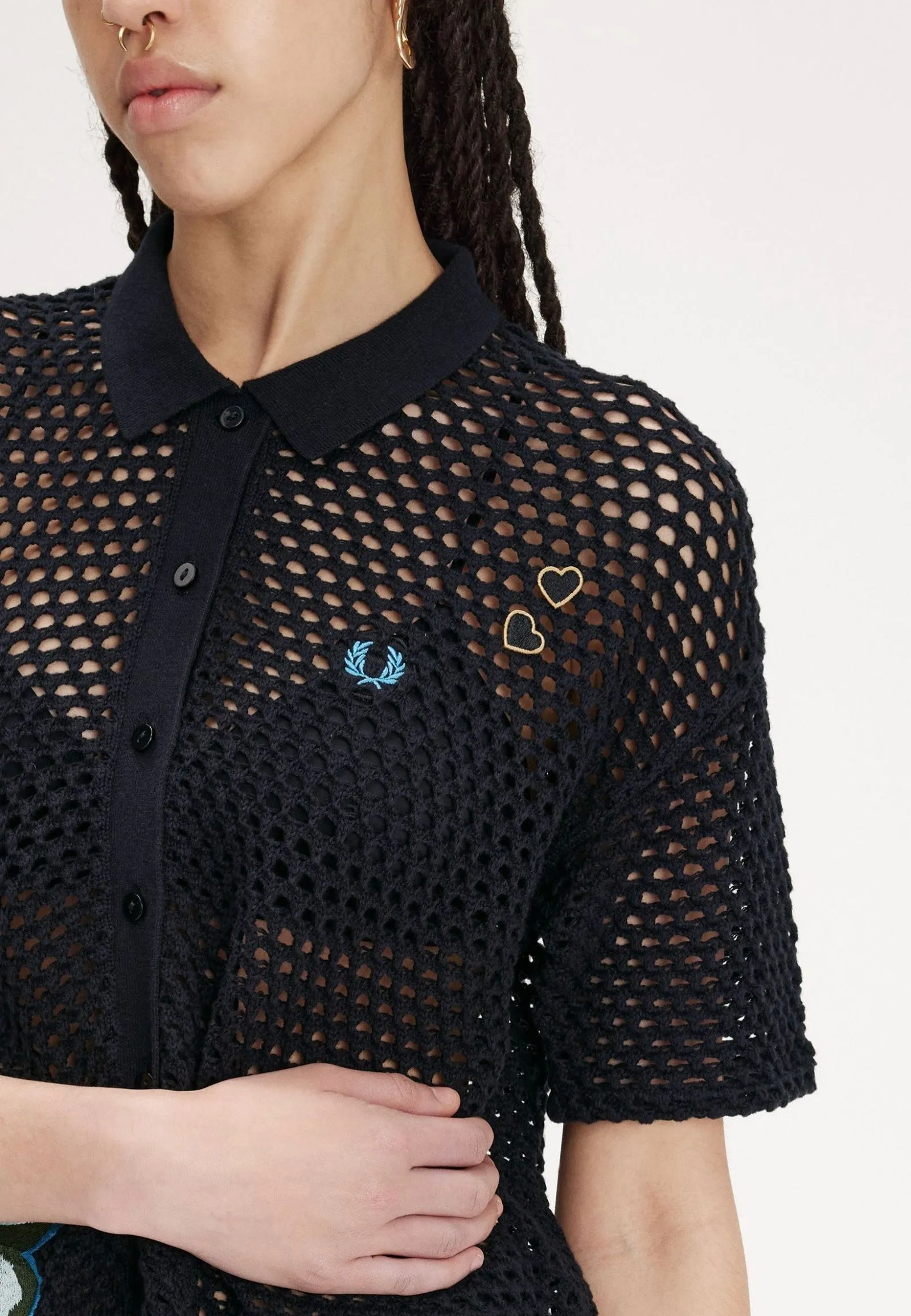 Fred Perry x Amy Winehouse - Embroidered Open Knit Black - Shirt