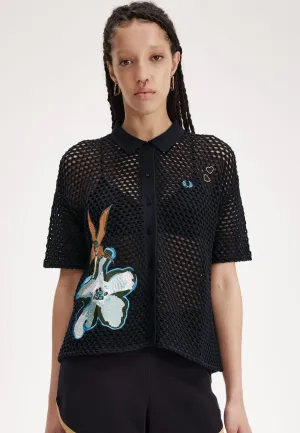 Fred Perry x Amy Winehouse - Embroidered Open Knit Black - Shirt