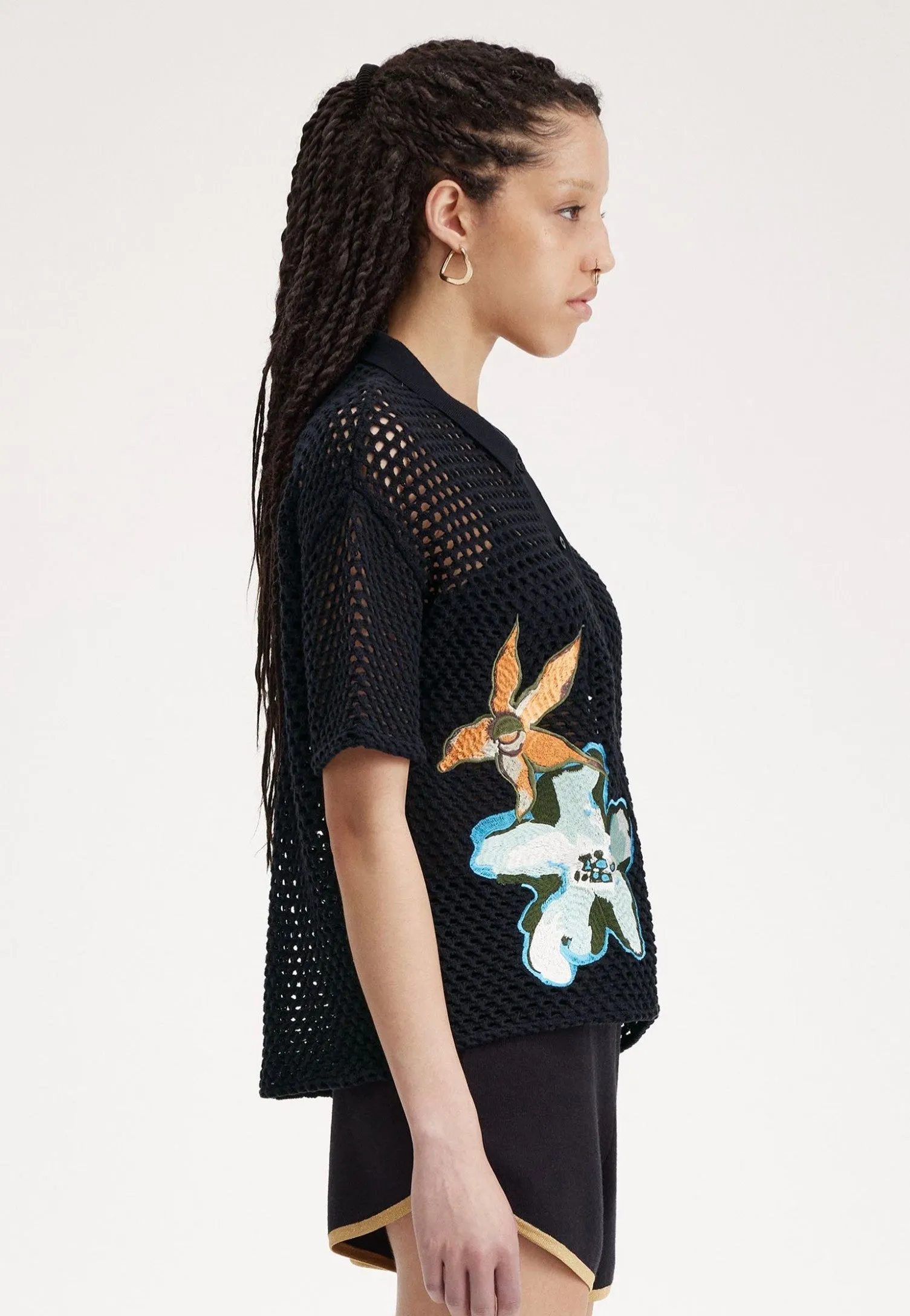 Fred Perry x Amy Winehouse - Embroidered Open Knit Black - Shirt