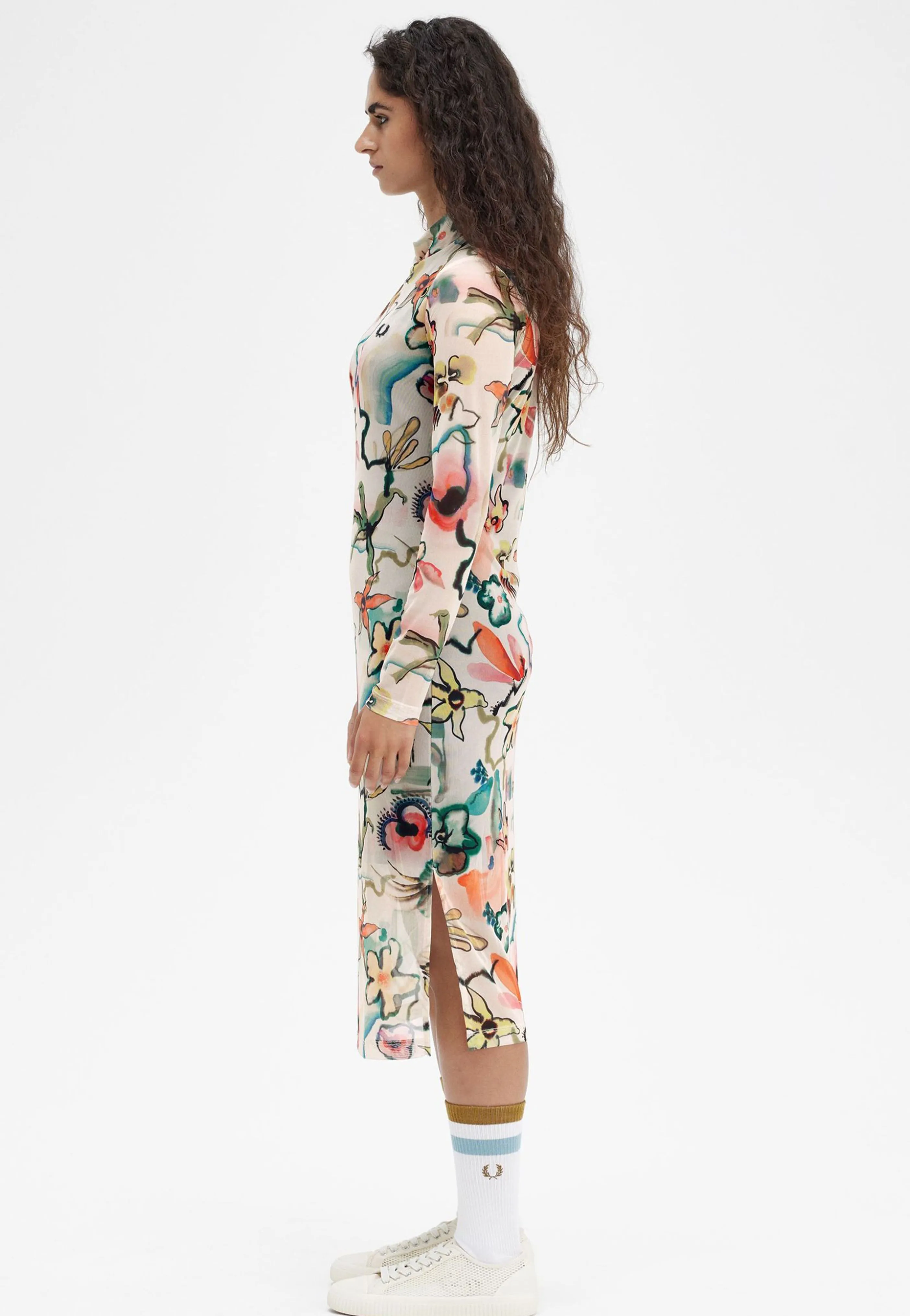 Fred Perry x Amy Winehouse - Printed Mesh Mock Neck Silky Peach - Dress