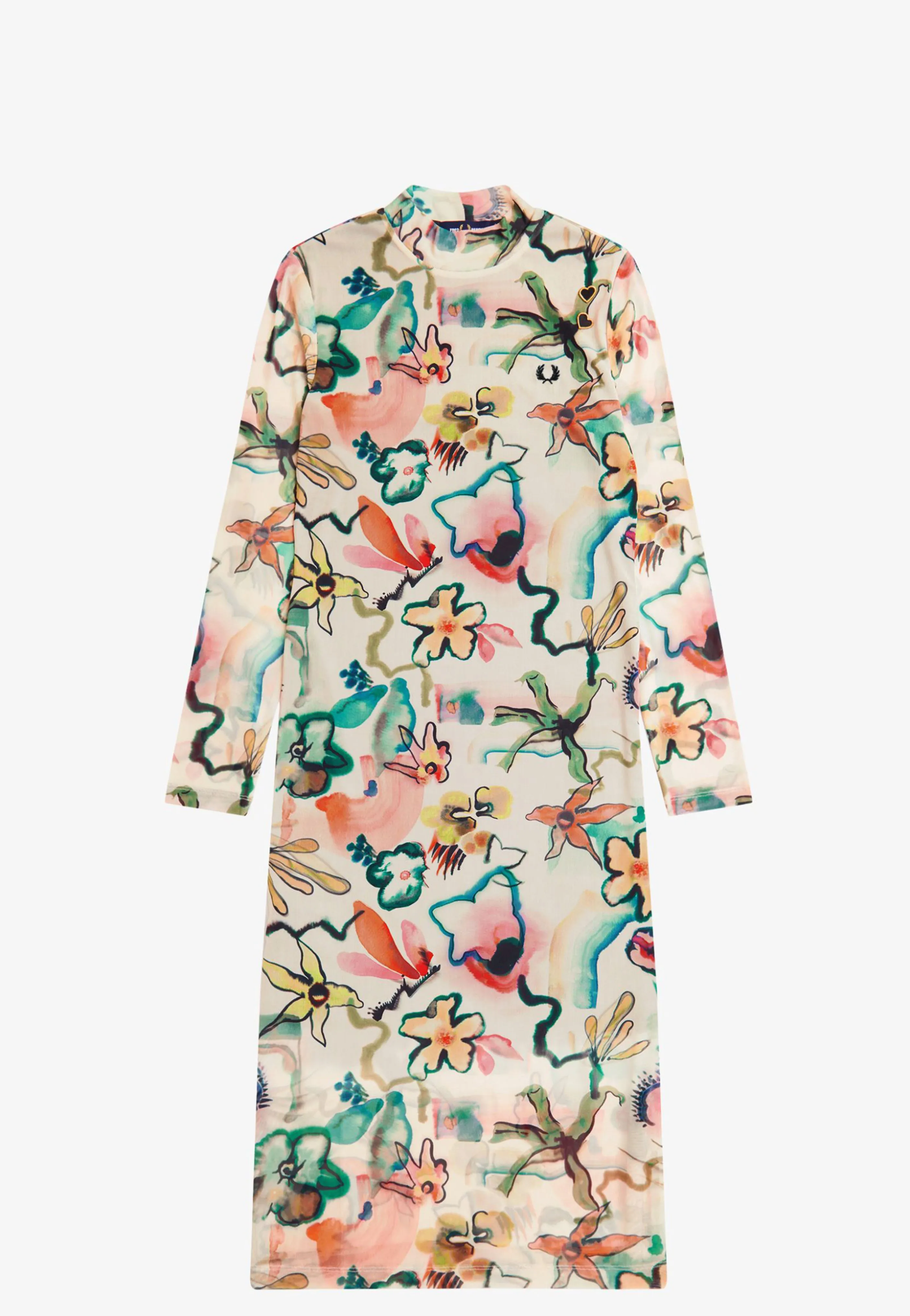 Fred Perry x Amy Winehouse - Printed Mesh Mock Neck Silky Peach - Dress