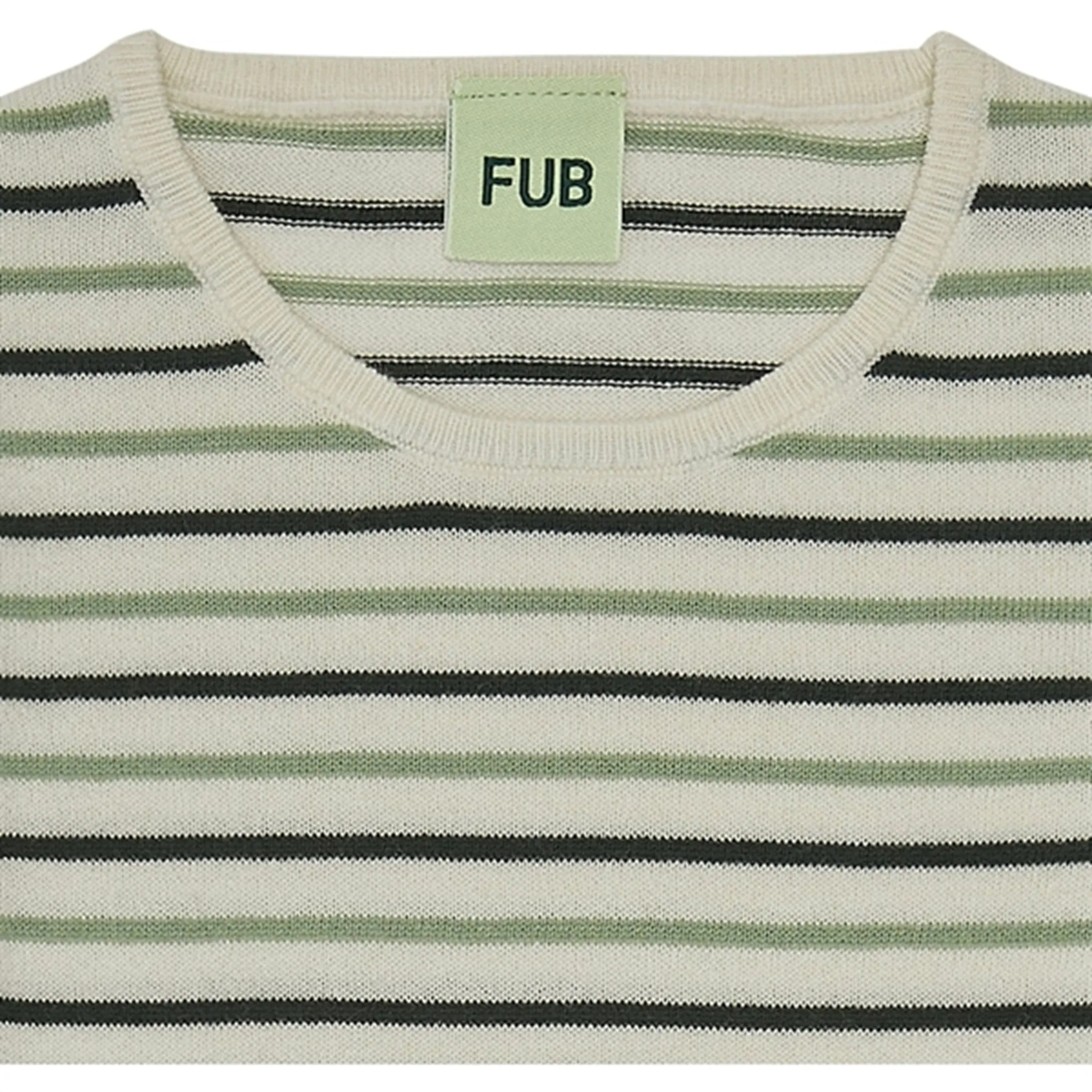 FUB Contrast Striped Blouse Ecru/Deep Green/Leaf