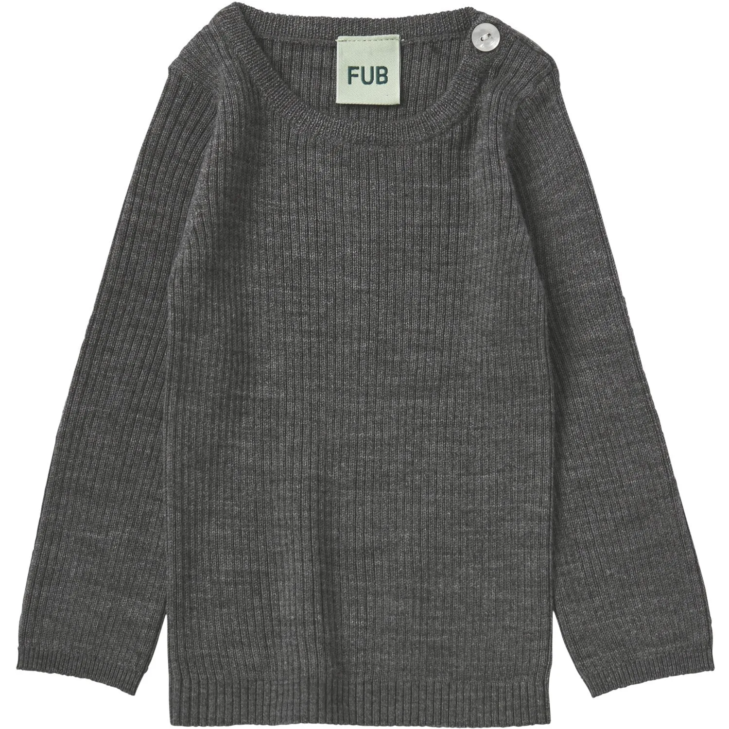 FUB Grey Melange Baby Rib Tee L/S