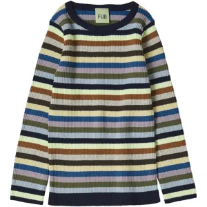 FUB Multi Stripe Striped Rib Blouse