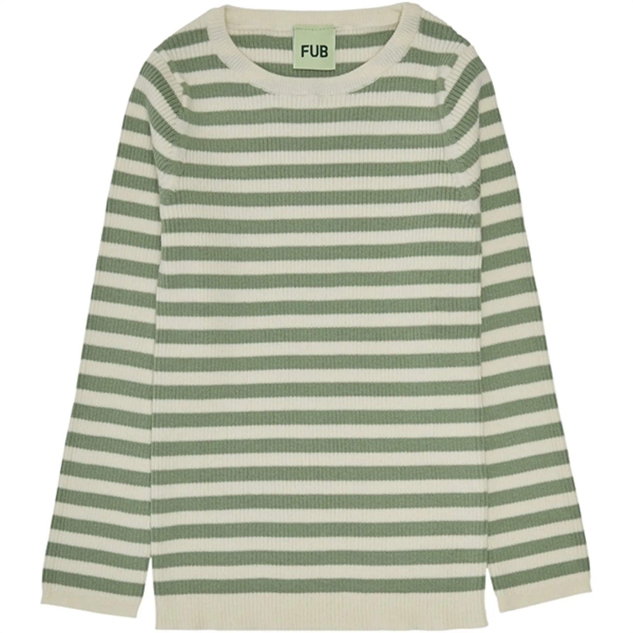FUB Striped Rib Blouse Ecru/Leaf
