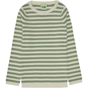 FUB Striped Rib Blouse Ecru/Leaf