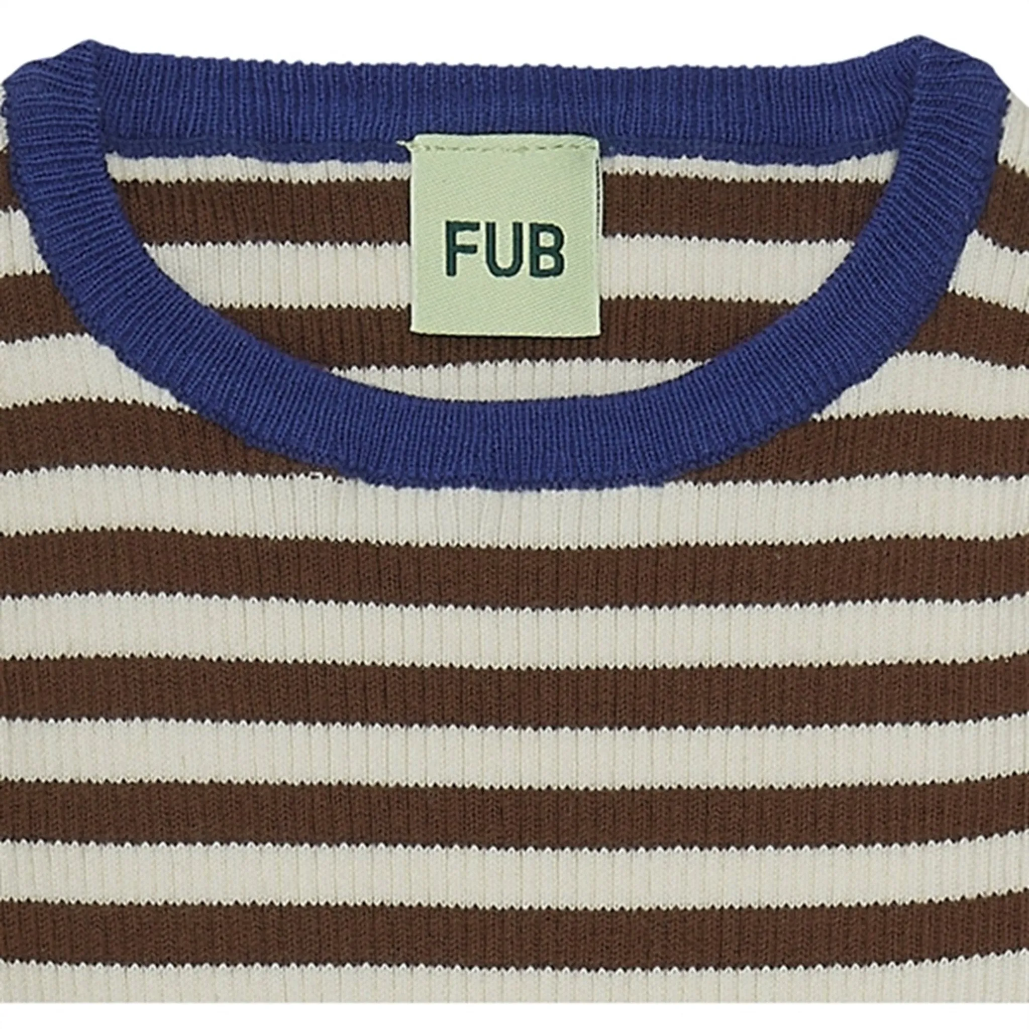 FUB Striped Rib Blouse Ecru/Maroon
