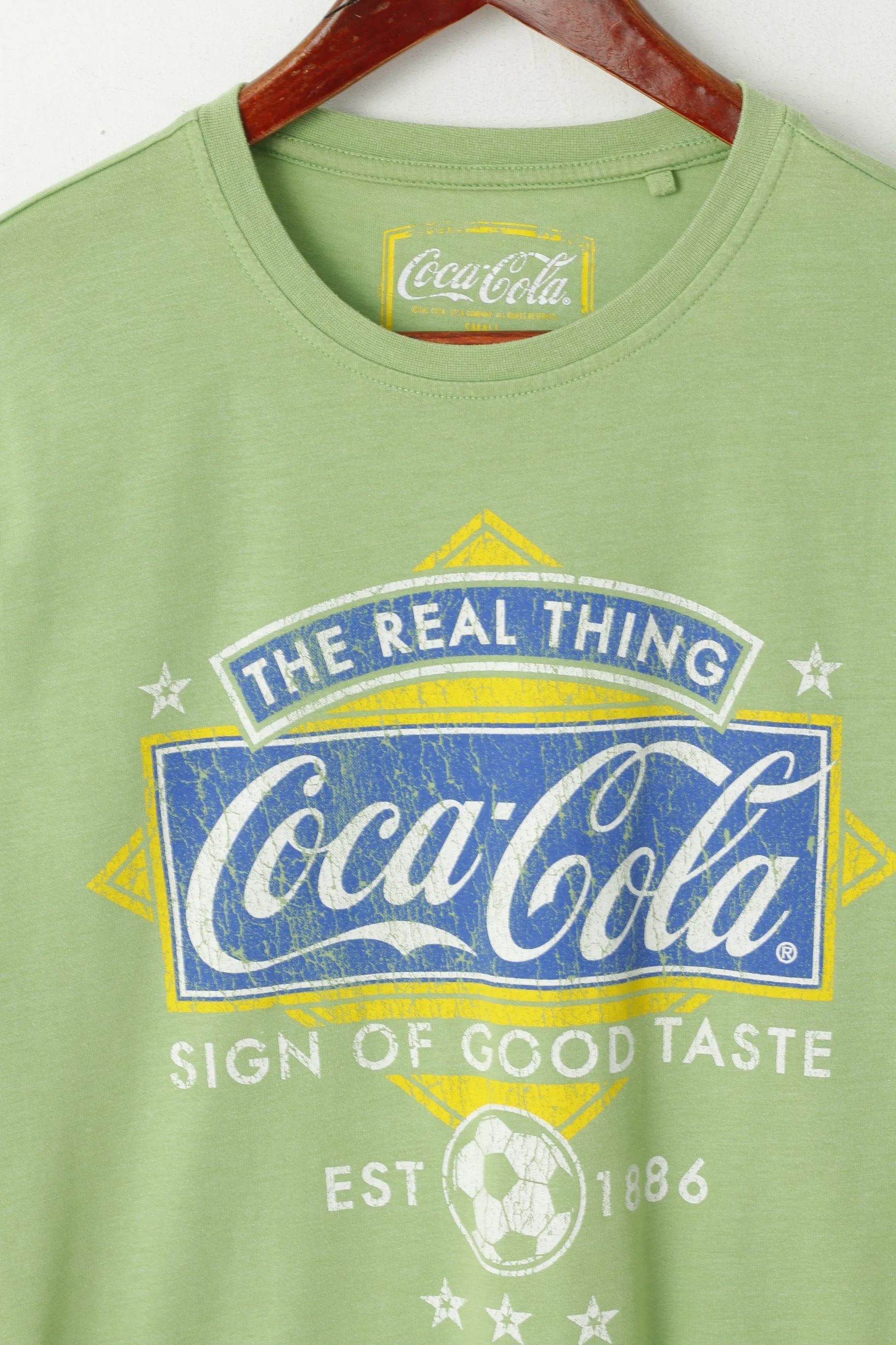 George Men S T- Shirt Green Coca Cola Graphic Cotton Crew Neck Top