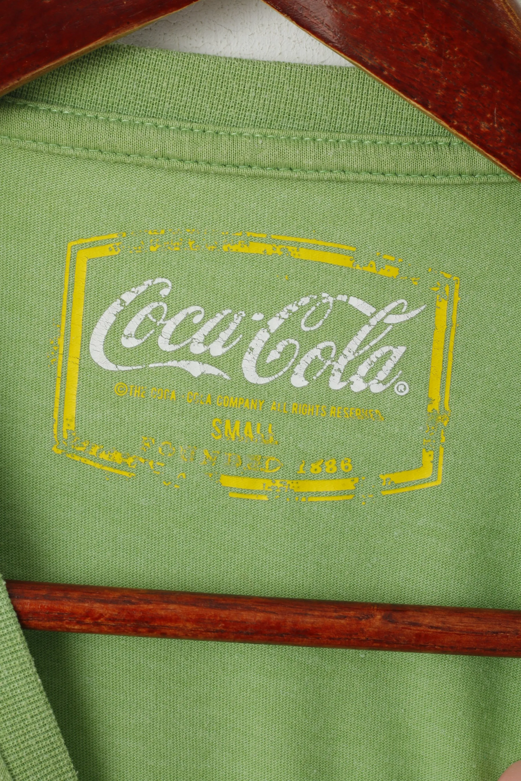 George Men S T- Shirt Green Coca Cola Graphic Cotton Crew Neck Top