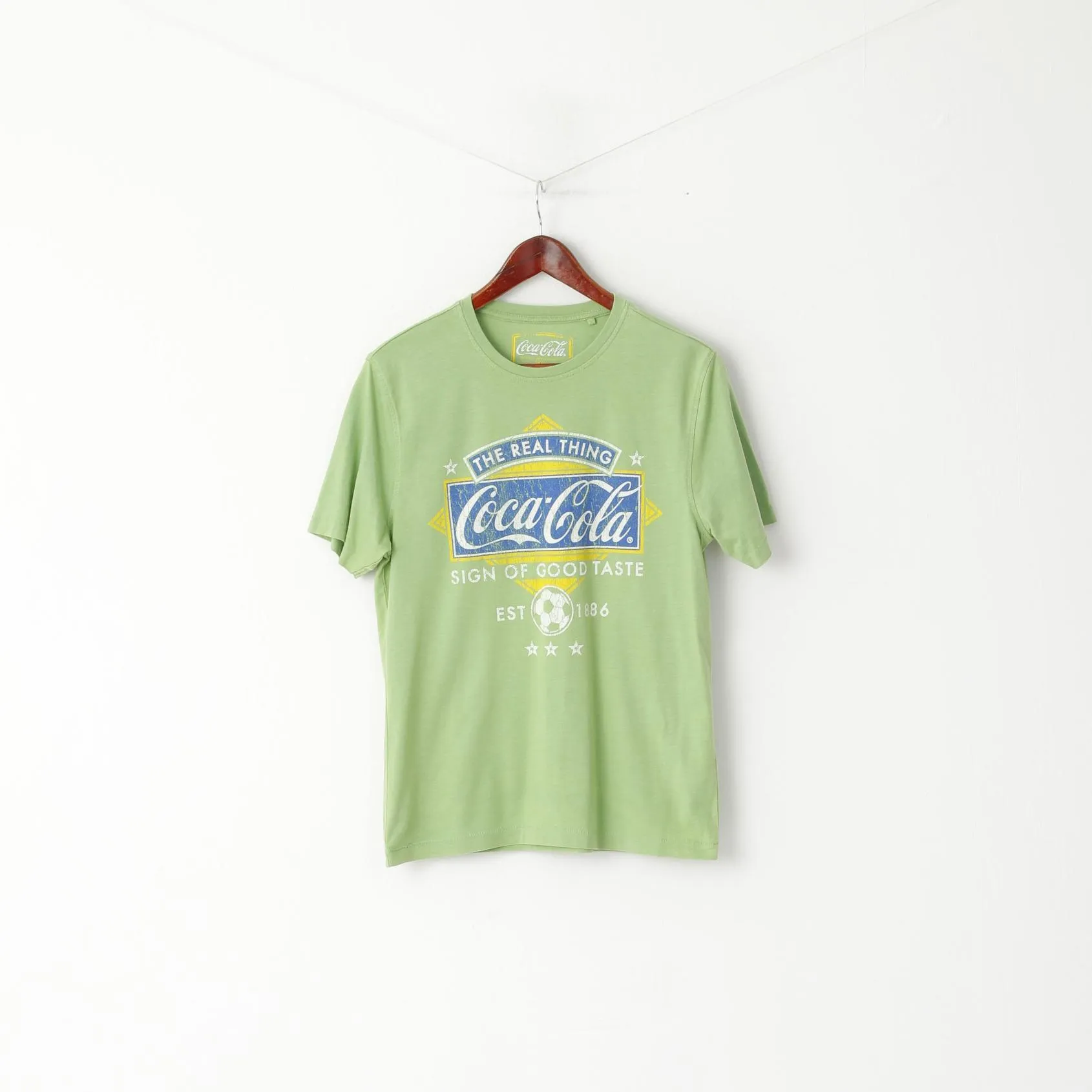 George Men S T- Shirt Green Coca Cola Graphic Cotton Crew Neck Top