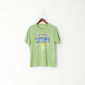 George Men S T- Shirt Green Coca Cola Graphic Cotton Crew Neck Top