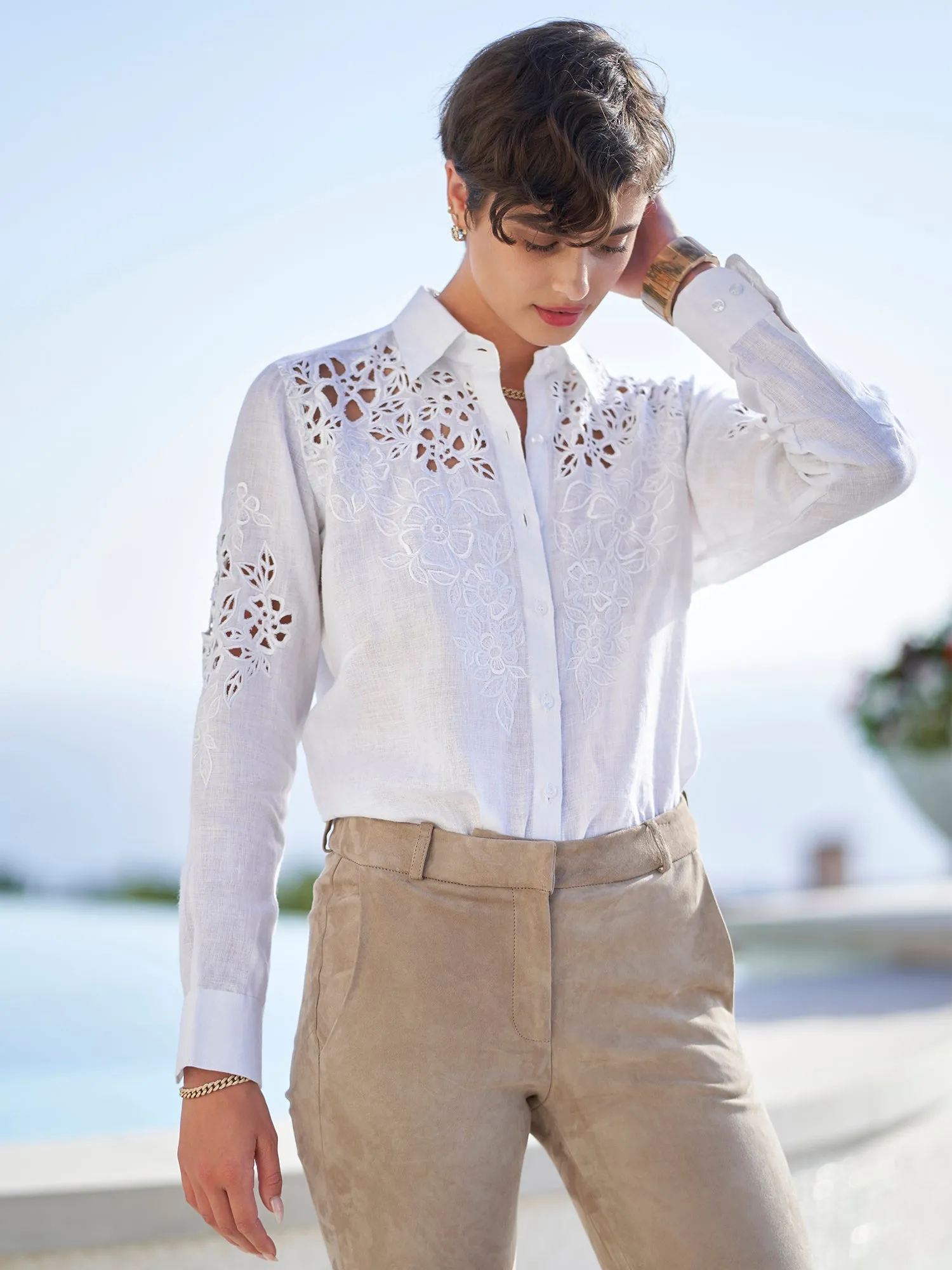 Georgina Cutwork Linen Shirt