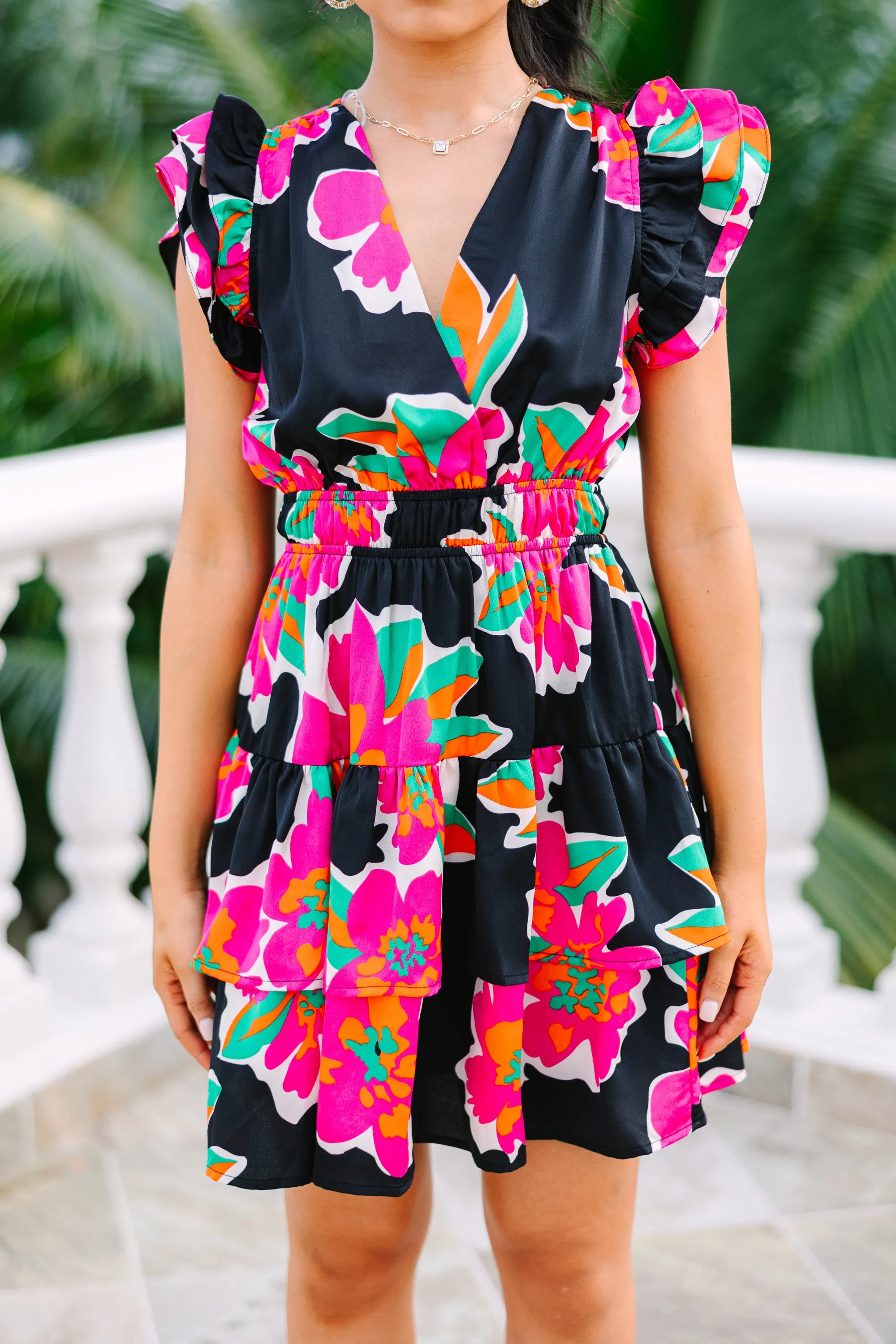 Go Your Own Way Black Floral Dress