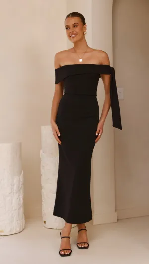 Halen Off Shoulder Midi Dress - Black Billy J