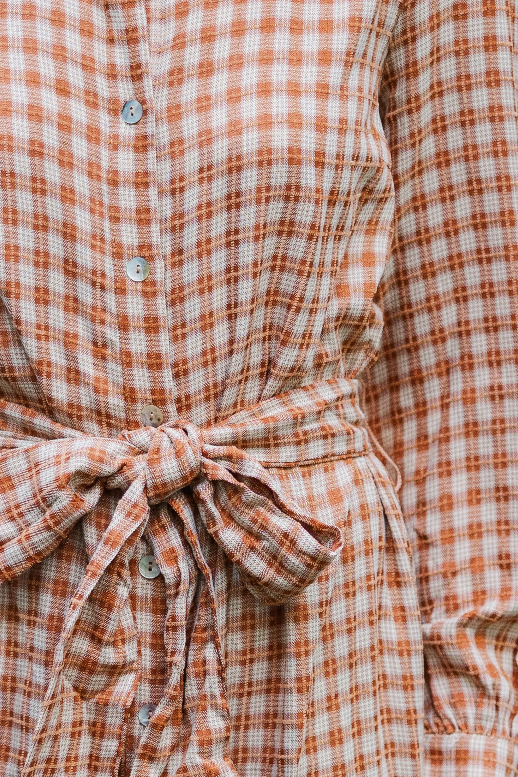 Harvest Wishes Rust Orange Gingham Midi Dress