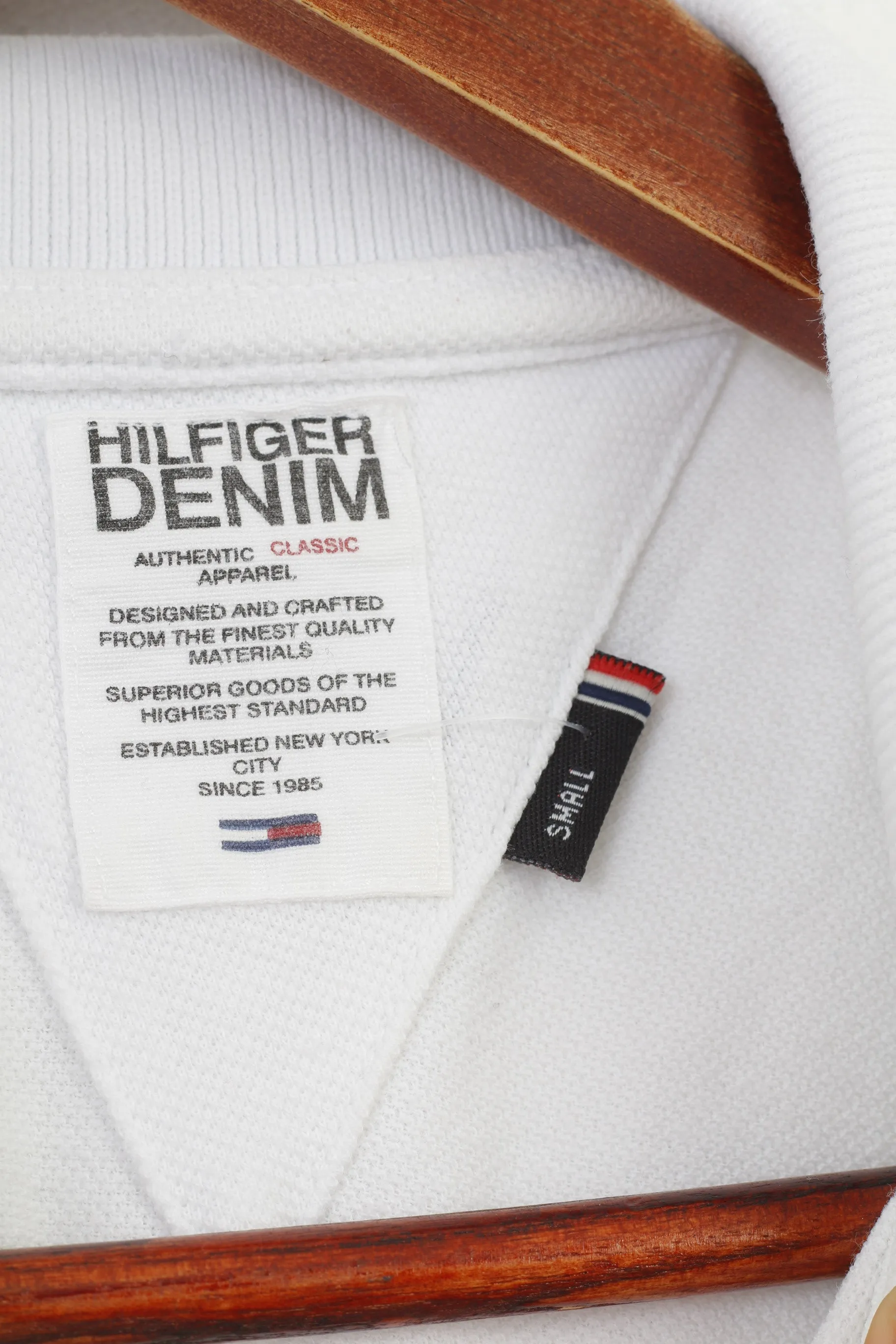 Hilfiger Denim Men S Polo Shirt White Sport Cotton Denim Short Sleeve Top