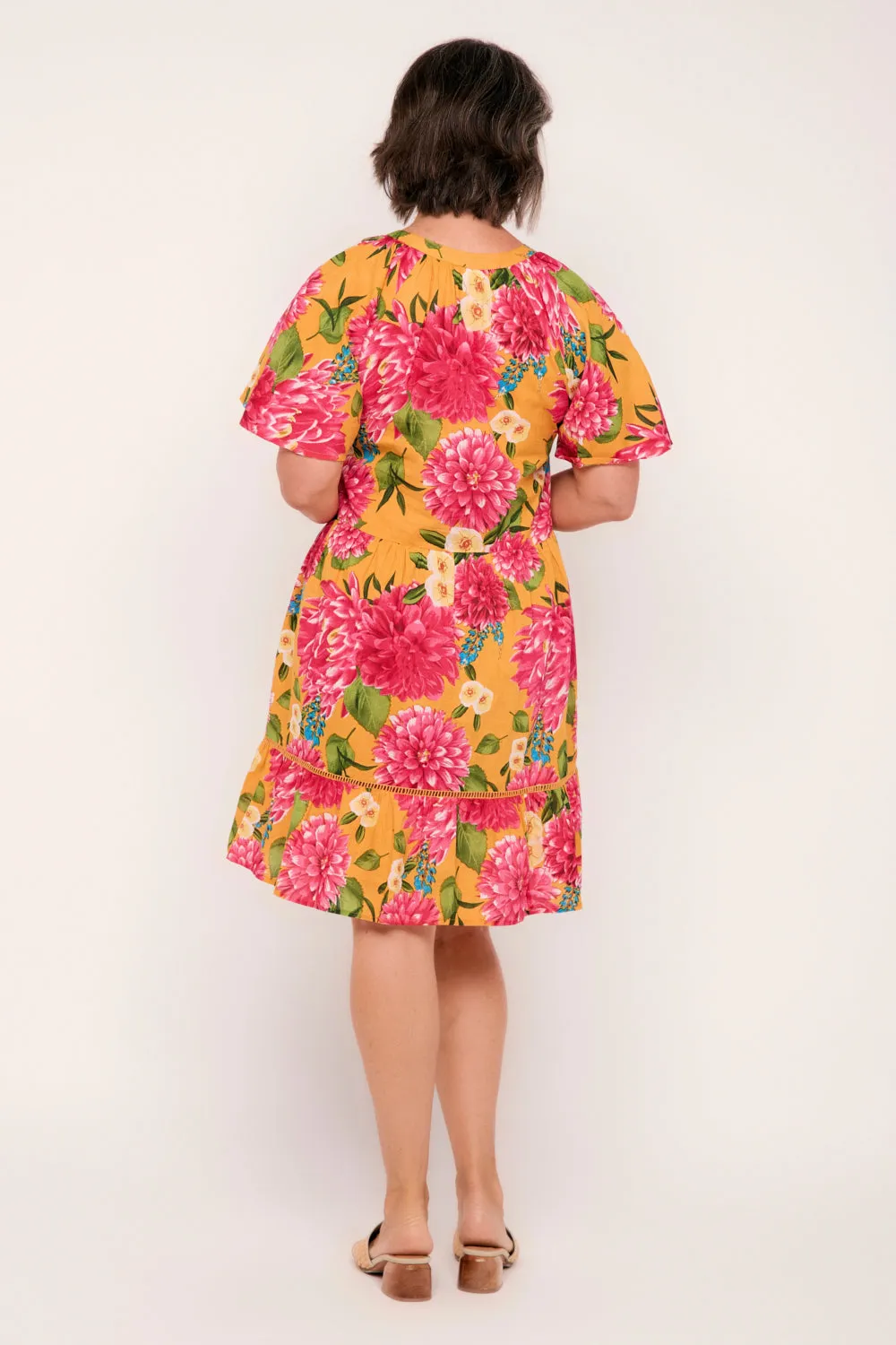 Ismay Short Dress in Dreaming Dahlias Adrift