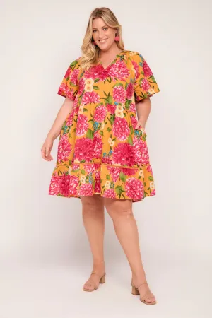Ismay Short Dress in Dreaming Dahlias Adrift
