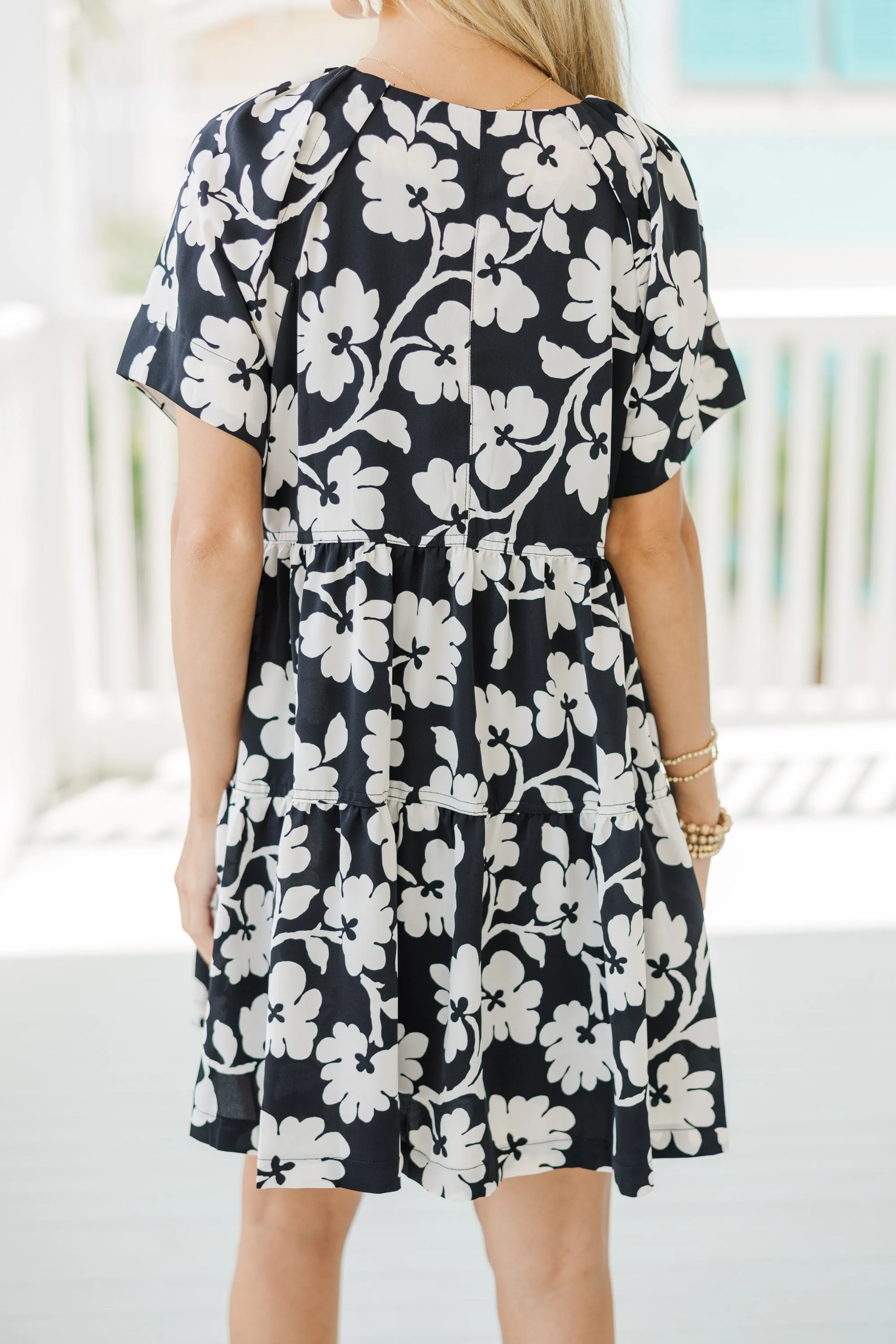 It Could Be You Black Floral Babydoll Dress