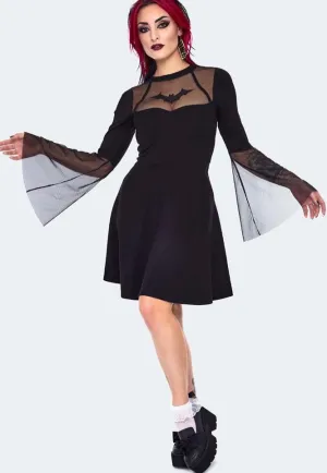 Jawbreaker - Bat Embroidered Mini Black - Dress