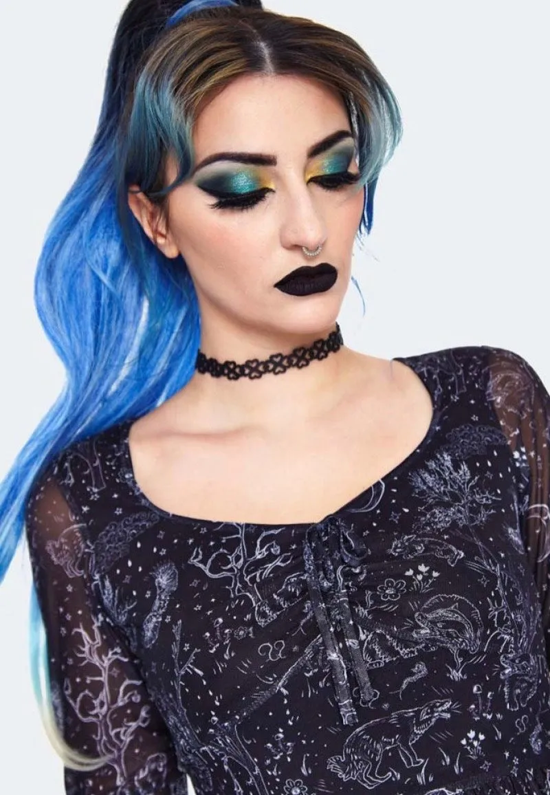 Jawbreaker - Night Forest Long Sleeve Black - Dress