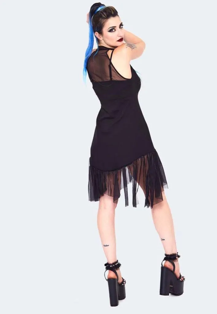 Jawbreaker - Rose Embroidered Mesh Panel Black - Dress
