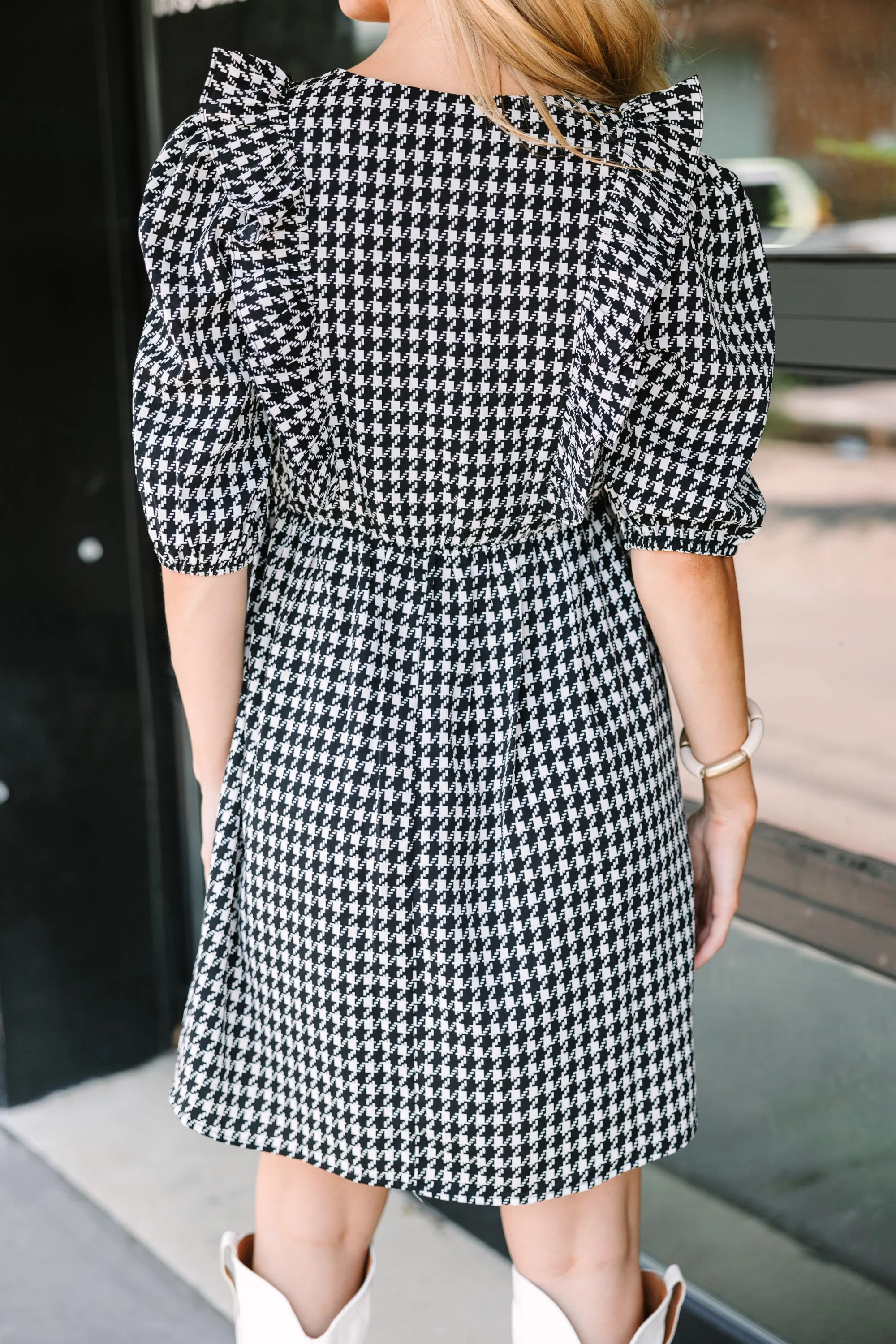 Join Me Later Black Gingham Dress