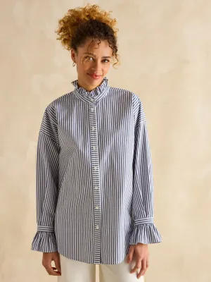 Joules Mae Relaxed Fit Frill Neck Shirt