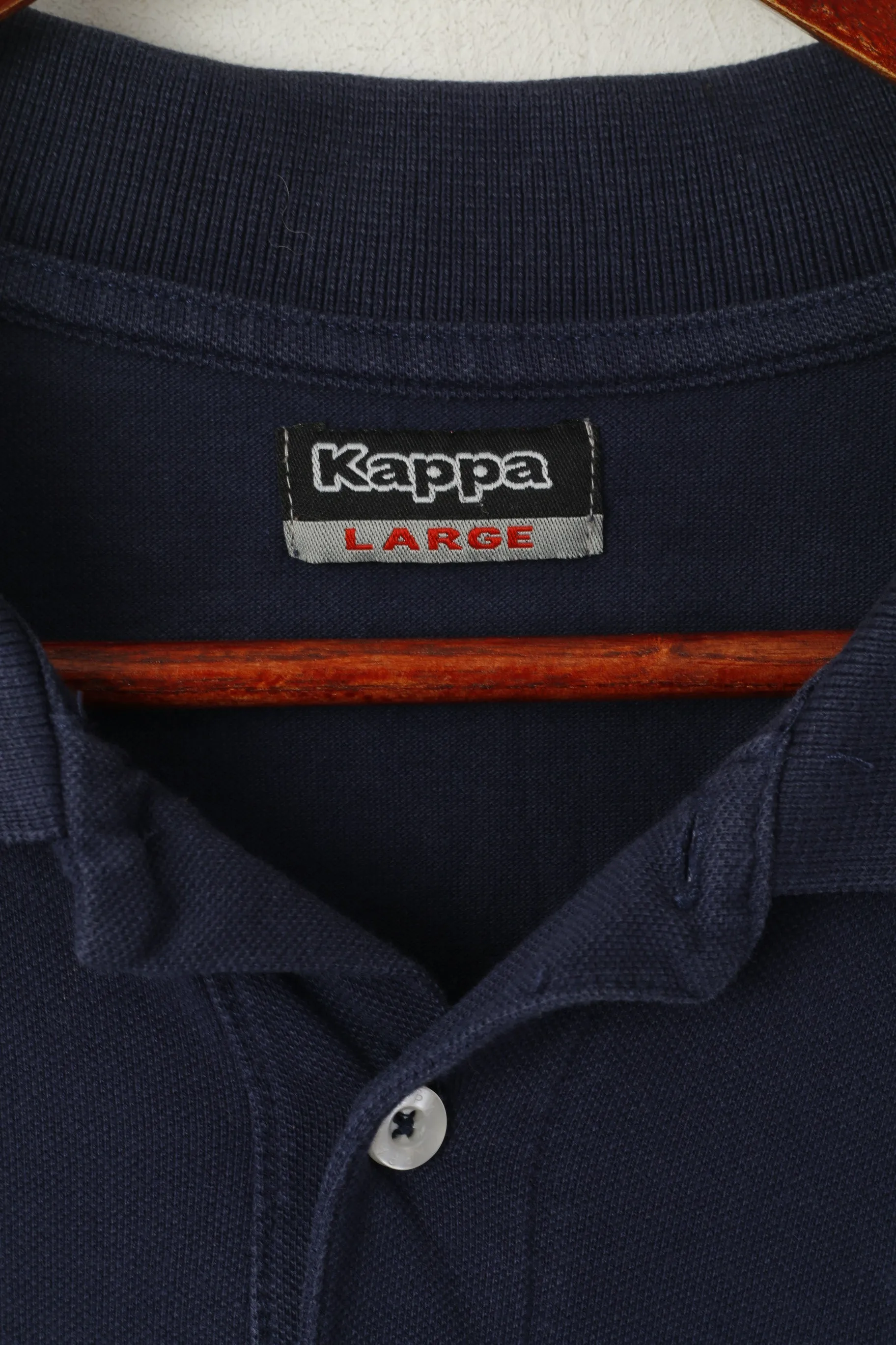Kappa Men L Polo Shirt Navy Cotton Victory Superior Short Sleeve Classic Top
