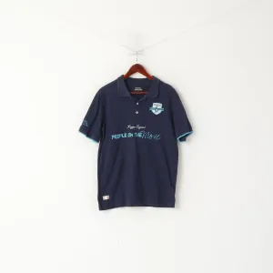 Kappa Men L Polo Shirt Navy Cotton Victory Superior Short Sleeve Classic Top