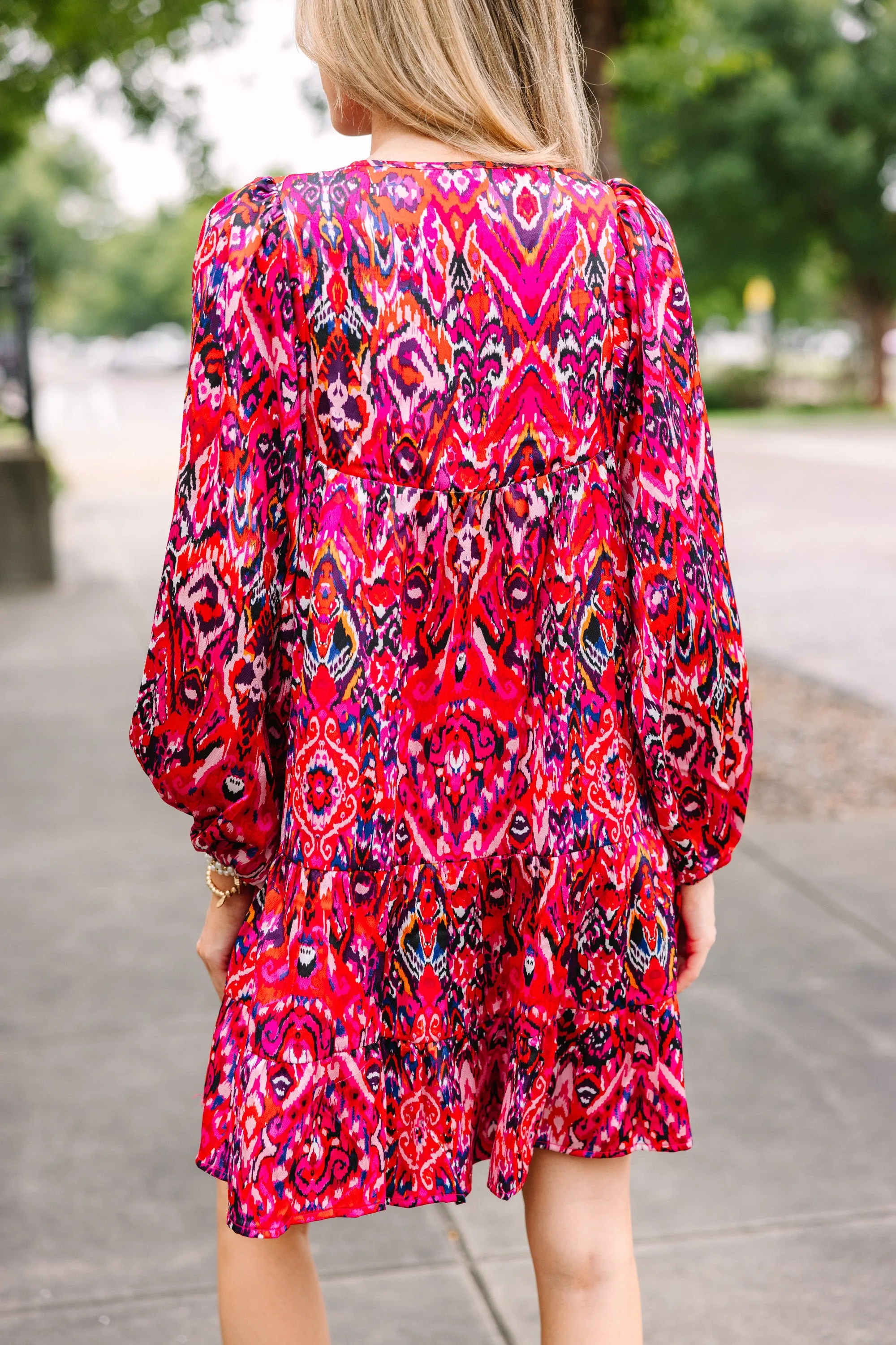 Keep You Happy Fuchsia Pink Abstract Babydoll Dress