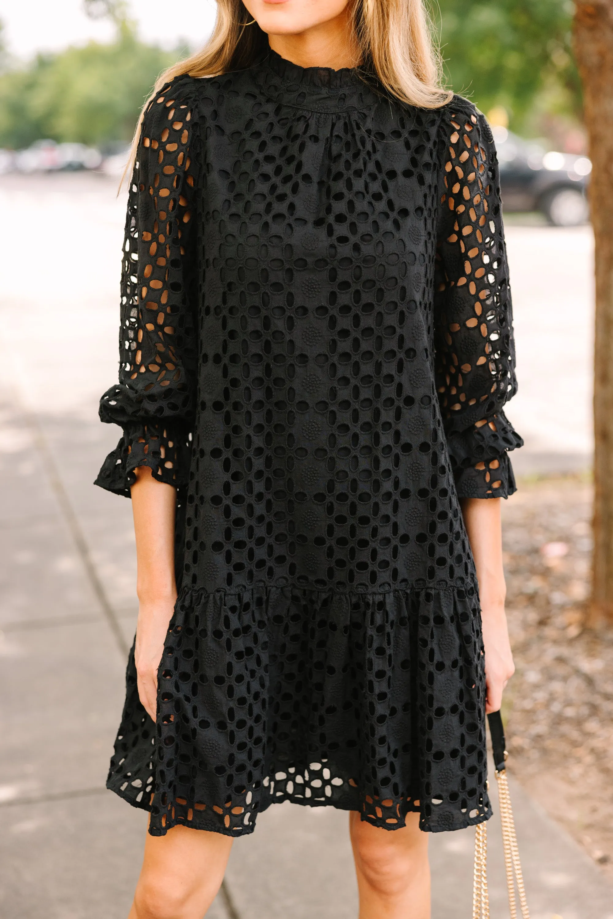 Know You Well Black Eyelet Dress