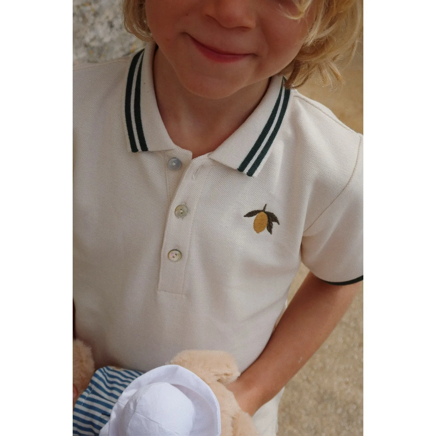 Konges Sljd Antique White Florian Polo Shirt Gots