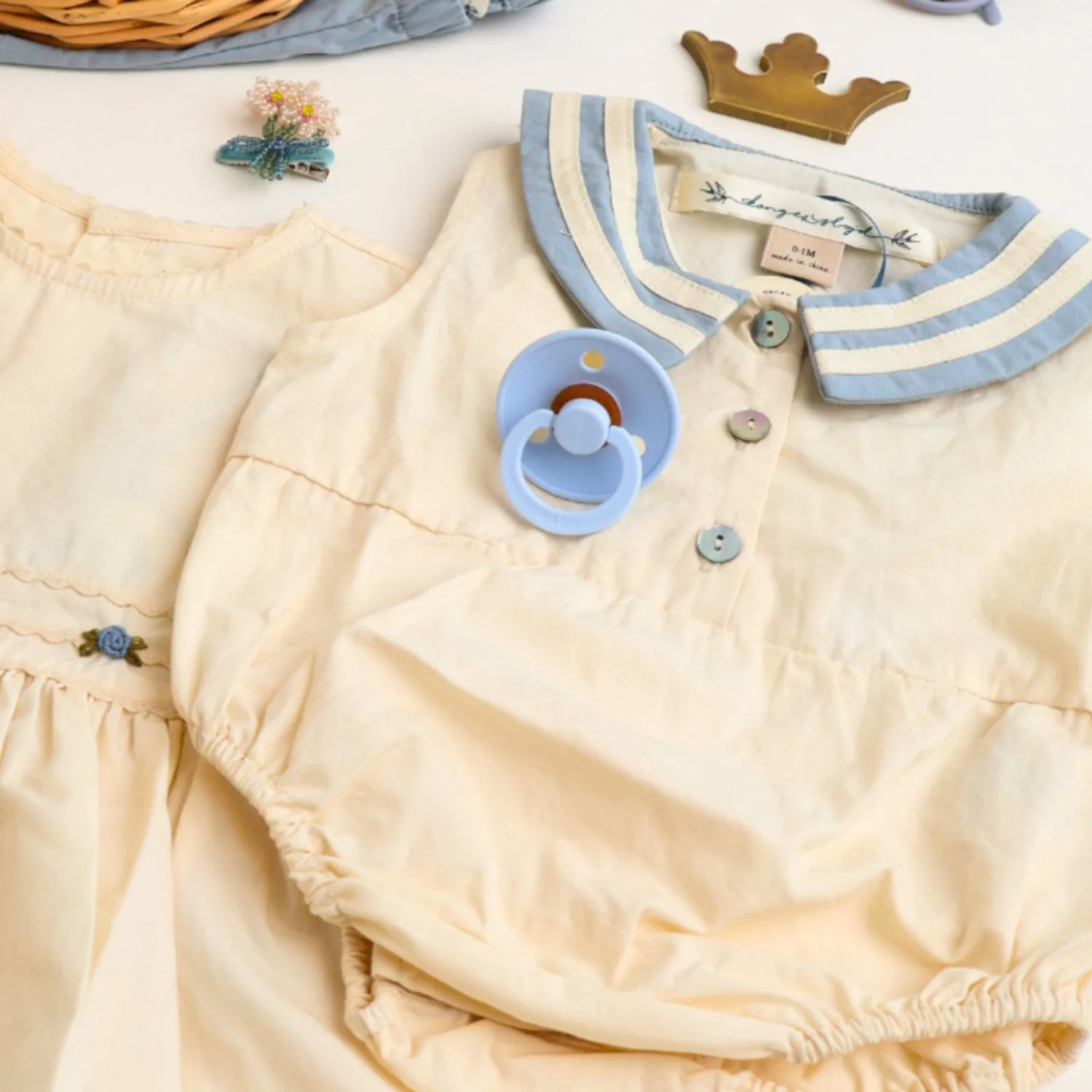 Konges Sljd Ashley Blue Celebration Sailor Romper GOTS