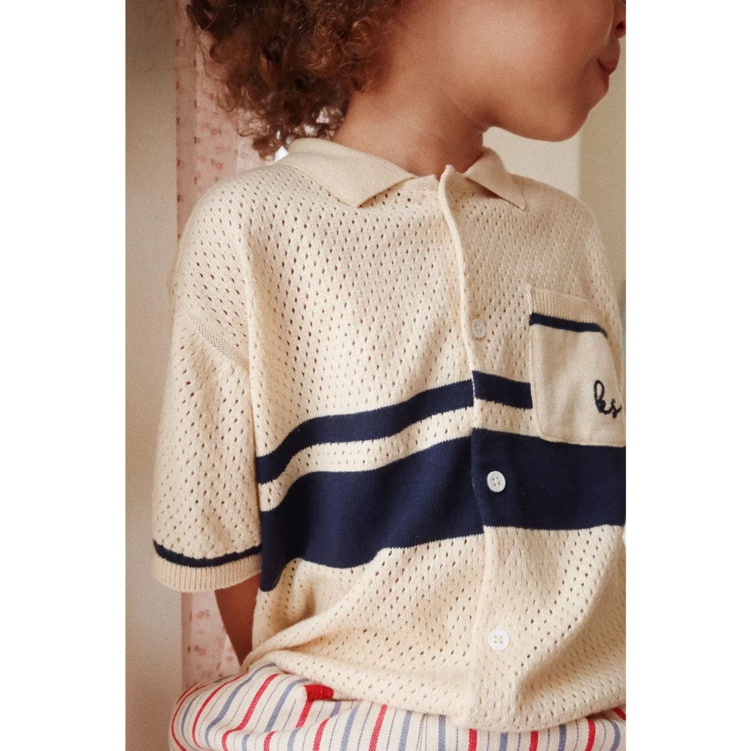Konges Sljd Blue Stripe Hai Knit Shirt