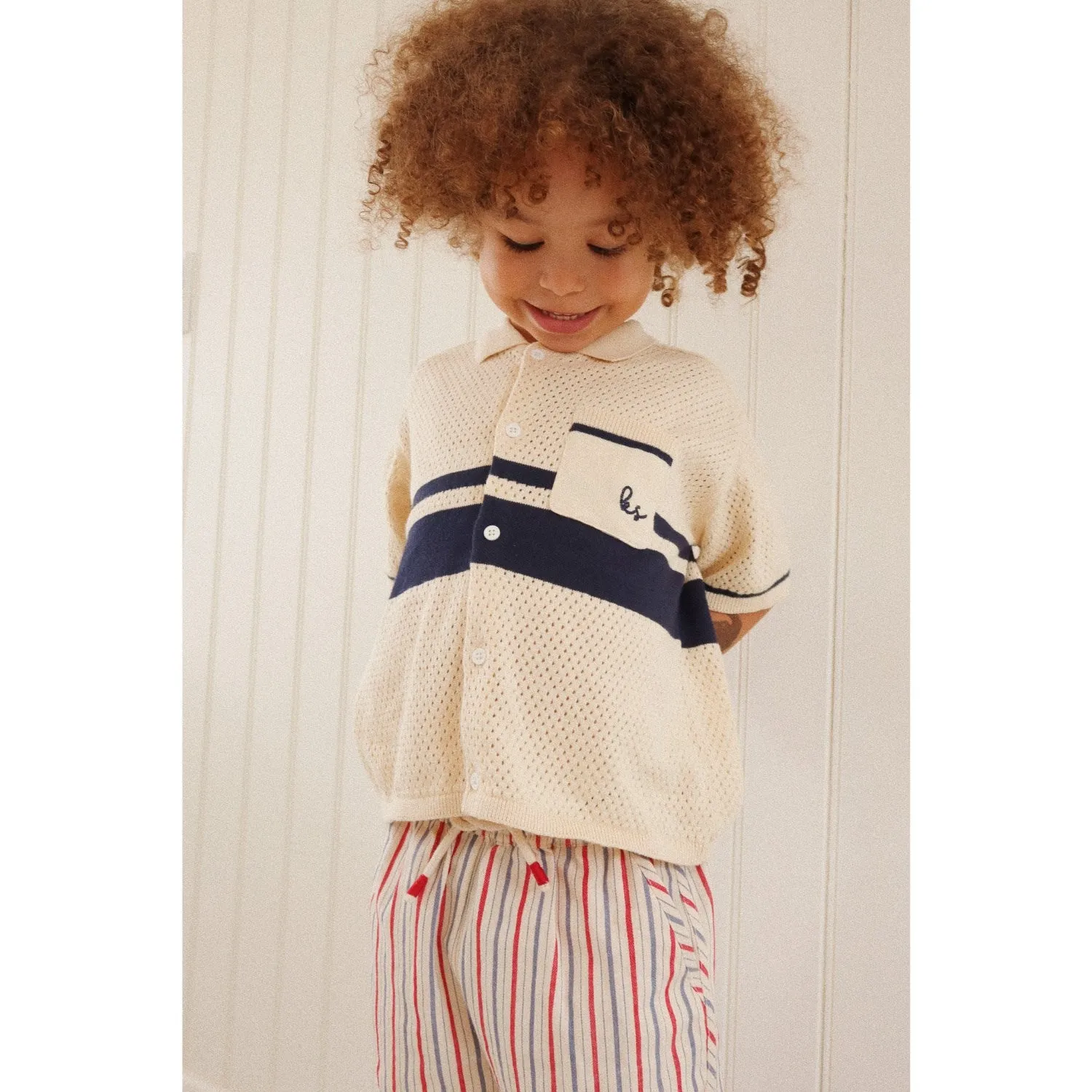 Konges Sljd Blue Stripe Hai Knit Shirt